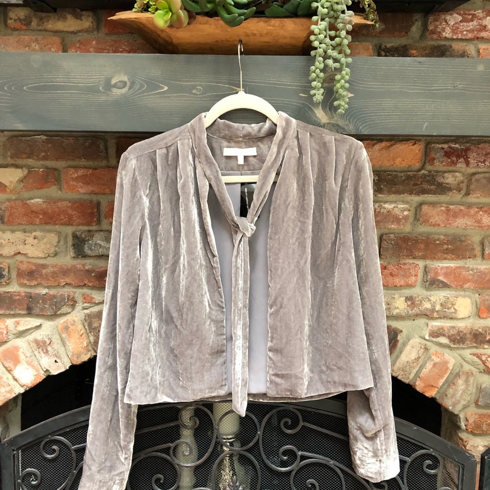 WAYF crushed velvet blazer/cardigan with tie!